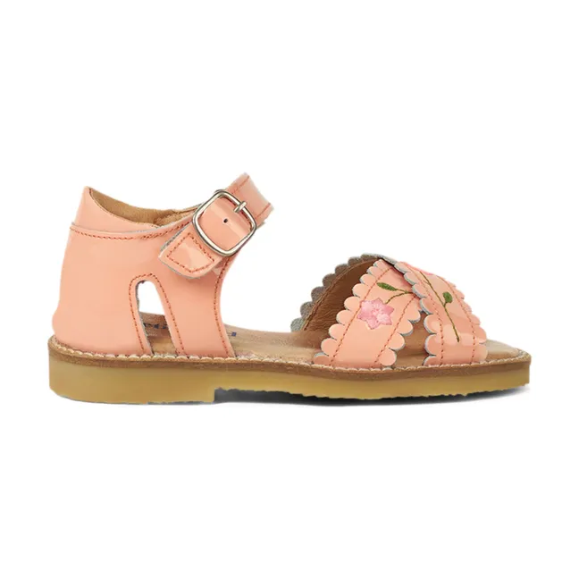 Flower Embroidered Cross-over Scratch Sandals - Uniqua Collection | Pink