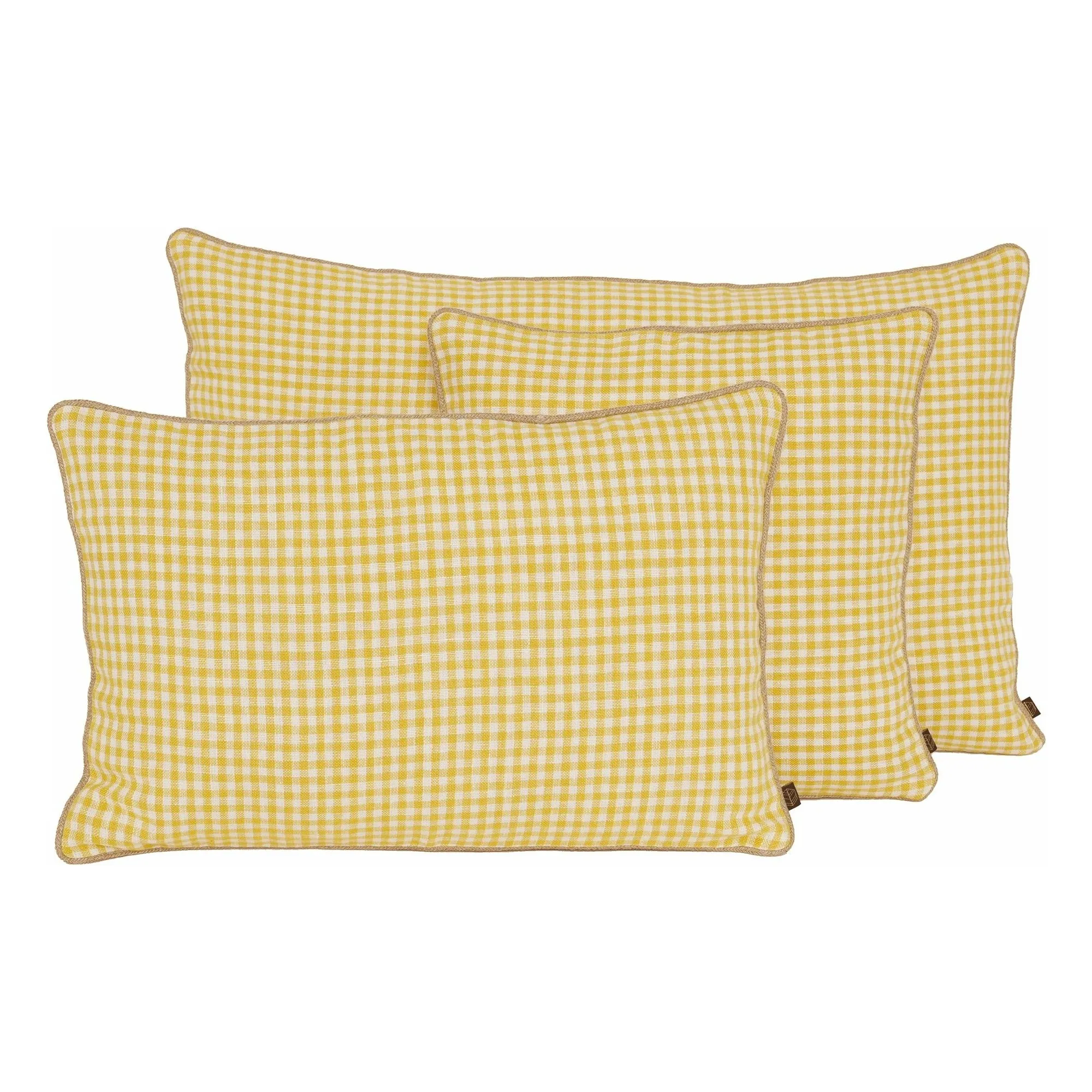 Haomy Straw Yellow Piana Ii Gingham Cushion Cover