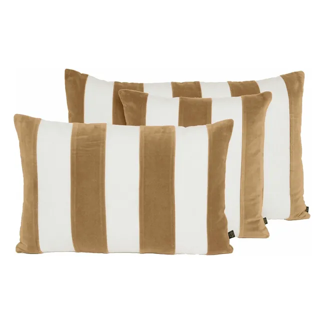 Housse de coussin en lin et velours Perth | Marron glacé
