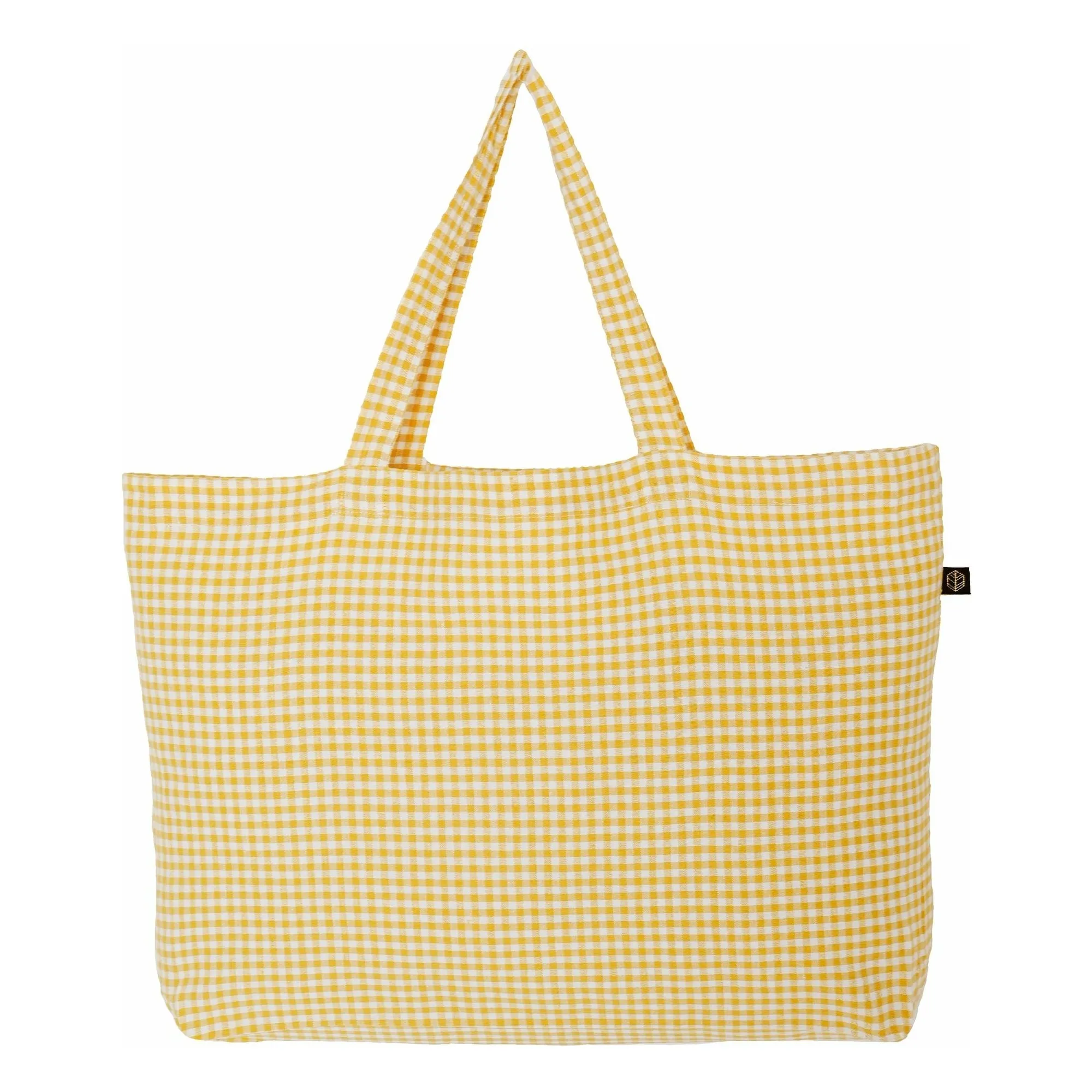 Haomy Straw Yellow Piana Ii Gingham Tote Bag