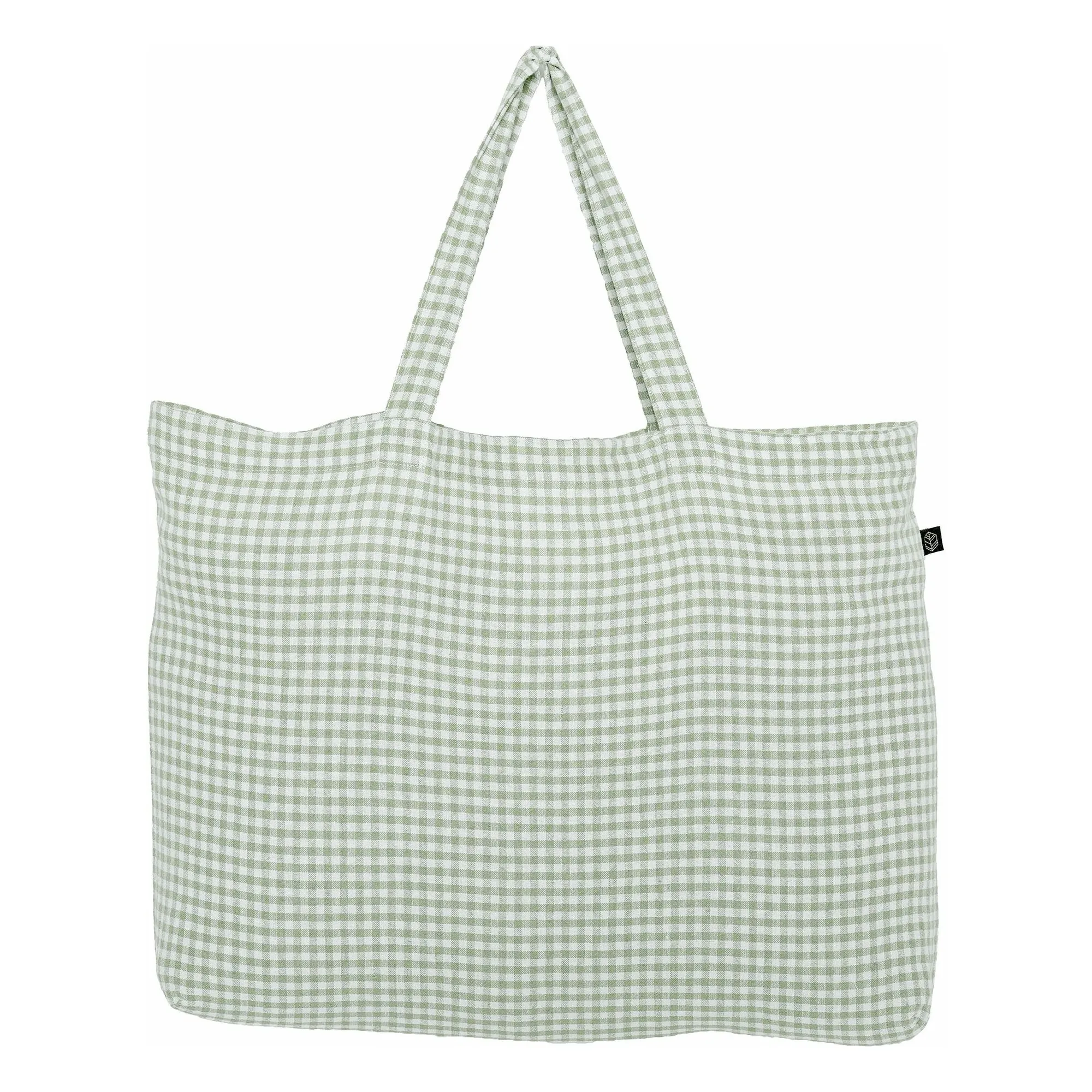 Haomy Almond Green Piana Ii Gingham Tote Bag
