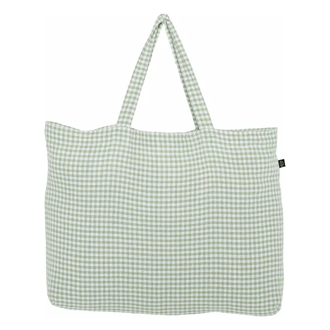 Cabas vichy Piana II | Vert amande