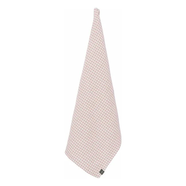 Gingham tea towel in Piana II linen blend | Powder pink