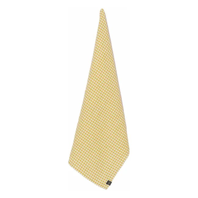 Piana II gingham tea towel | Straw Yellow