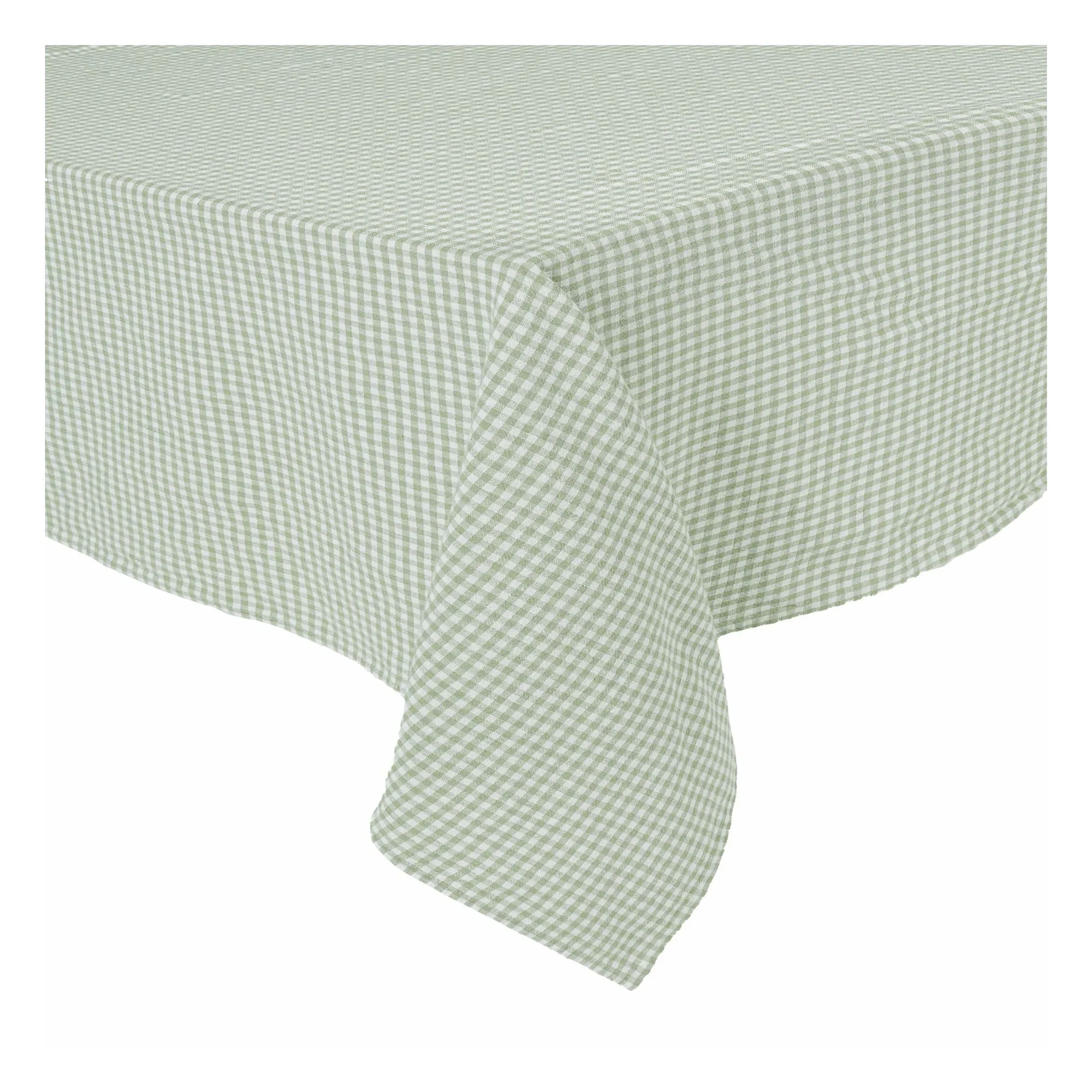 Haomy Almond Green Piana Ii Gingham Tablecloth