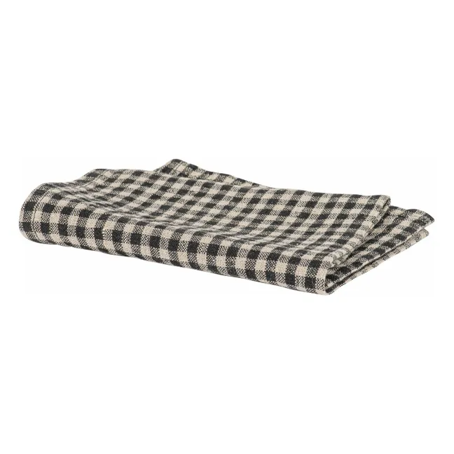 Piana II gingham napkin | Carbon