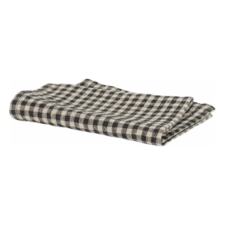 Piana II gingham napkin | Carbon- Product image n°0