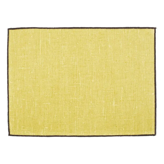 Borgo placemat in coated linen | Straw Yellow