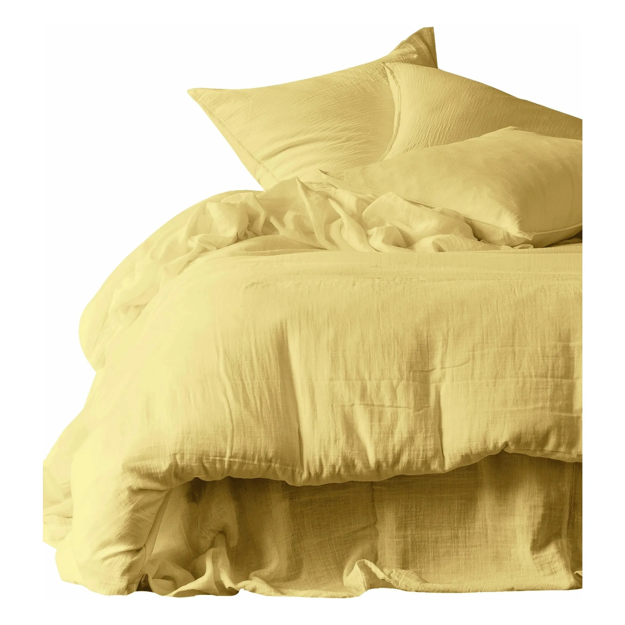 Housse de couette Dili en voile de coton | Jaune Paille- Image produit n°0