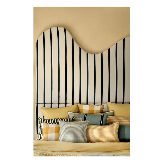 Housse de coussin vichy en lin Piana II | Vert amande