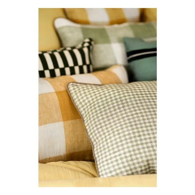 Housse de coussin vichy en lin Piana II | Vert amande