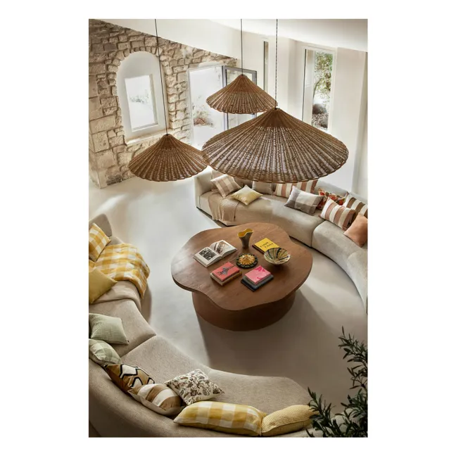 Housse de coussin en lin et velours Perth | Marron glacé