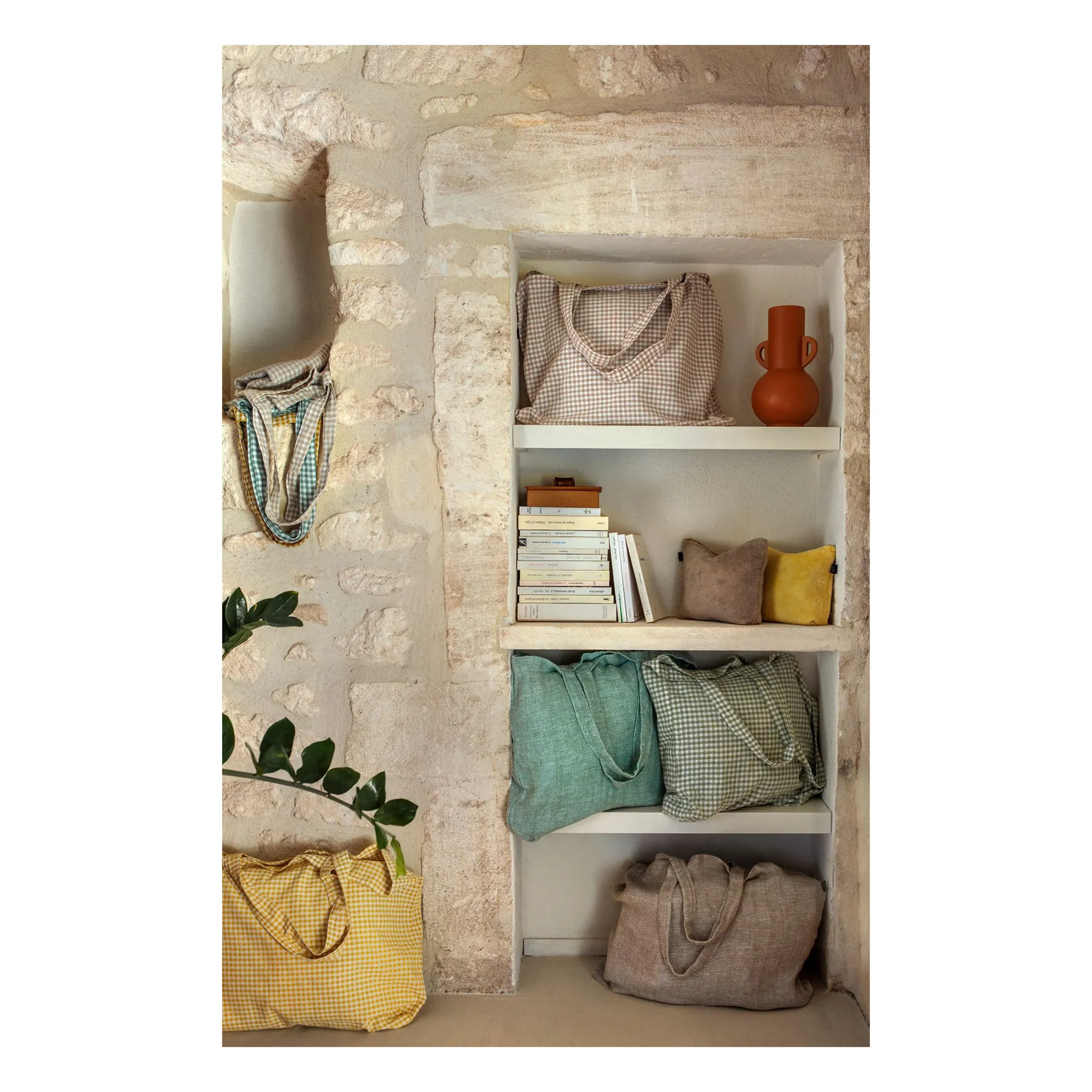 Cabas vichy Piana II | Jaune Paille- Image produit n°1