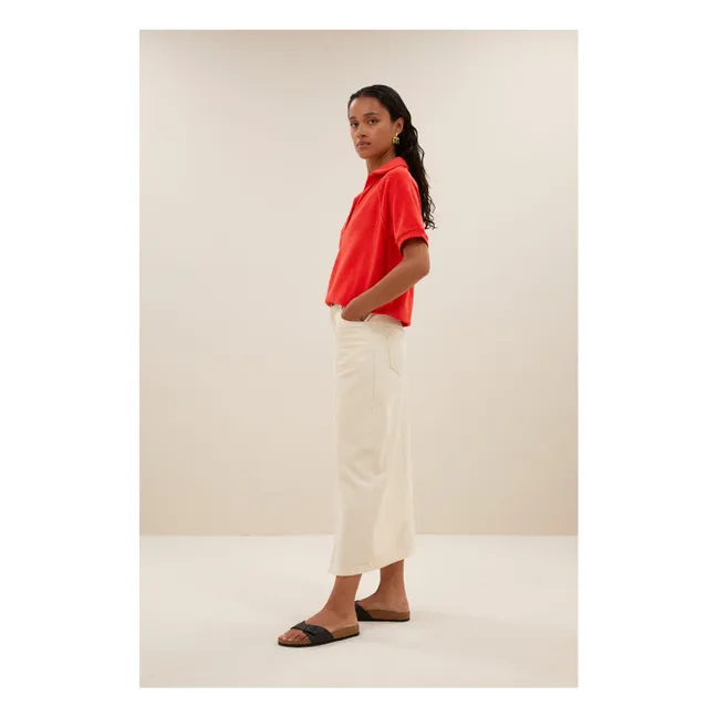 T-shirt Polo Harper Slub | Rouge coquelicot