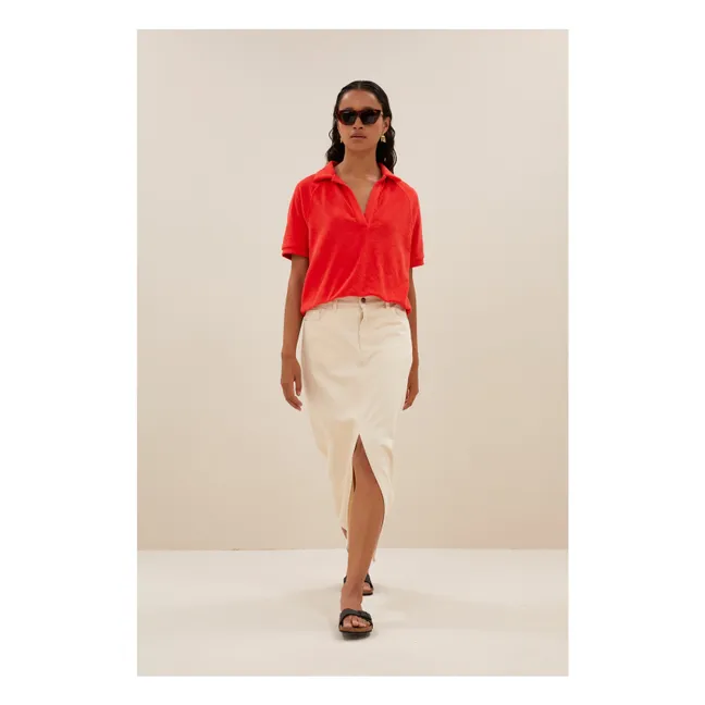 T-shirt Polo Harper Slub | Rouge coquelicot