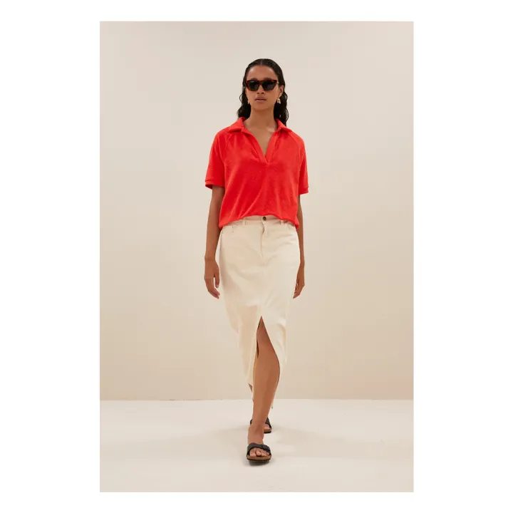 Camiseta Polo Harper Slub | Rouge coquelicot- Imagen del producto n°3