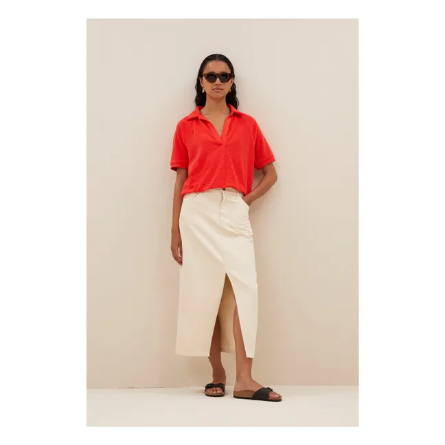 T-shirt Polo Harper Slub | Rouge coquelicot