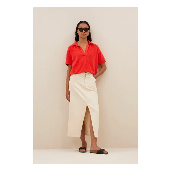 Camiseta Polo Harper Slub | Rouge coquelicot- Imagen del producto n°2