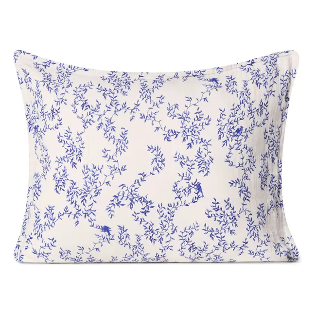 Funda de almohada Jardim en muselina de algodón | Cobalto