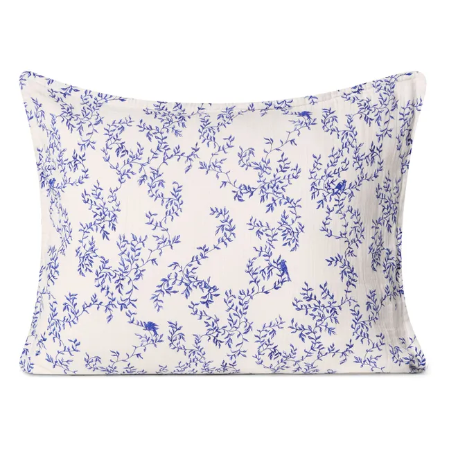 Taie d'oreiller Jardim en mousseline de coton | Cobalt