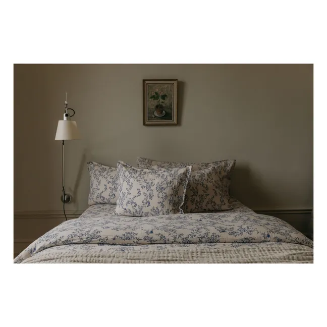 Funda de almohada Jardim en muselina de algodón | Cobalto
