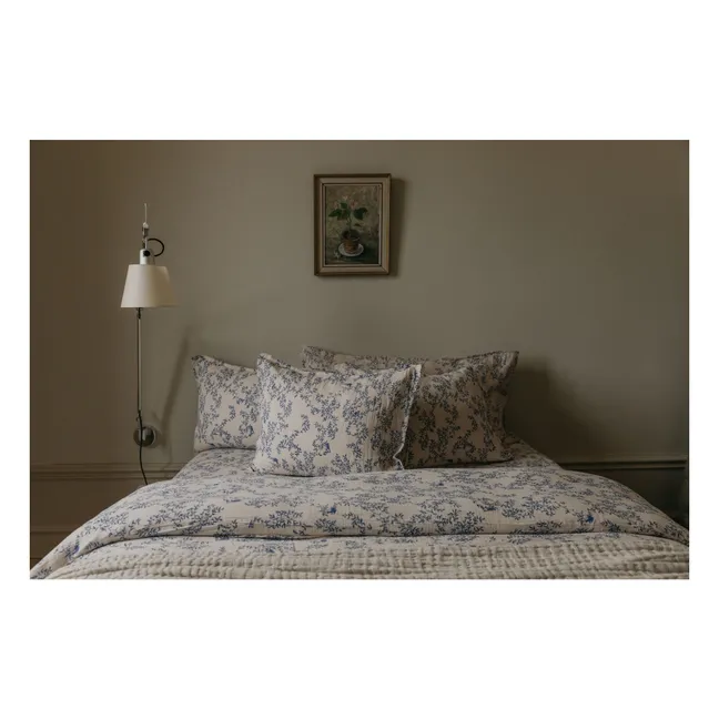 Taie d'oreiller Jardim en mousseline de coton | Cobalt