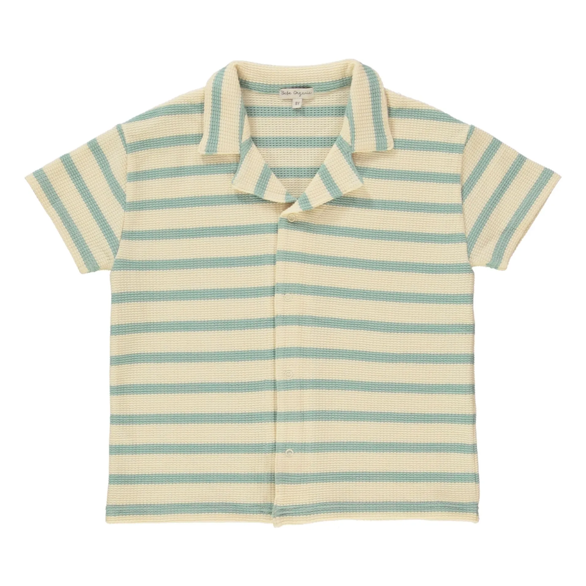 Bebe Organic Ecru Striped Organic Cotton Crochet Shirt