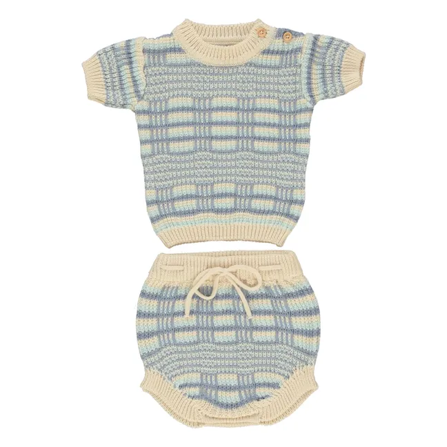Conjunto de punto de algodón ecológico | Azul