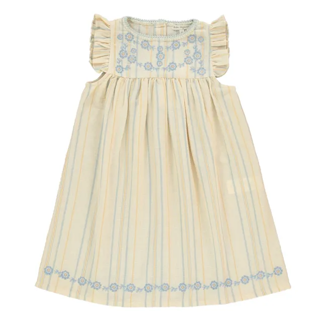 Gestreiftes Kleid | Beige