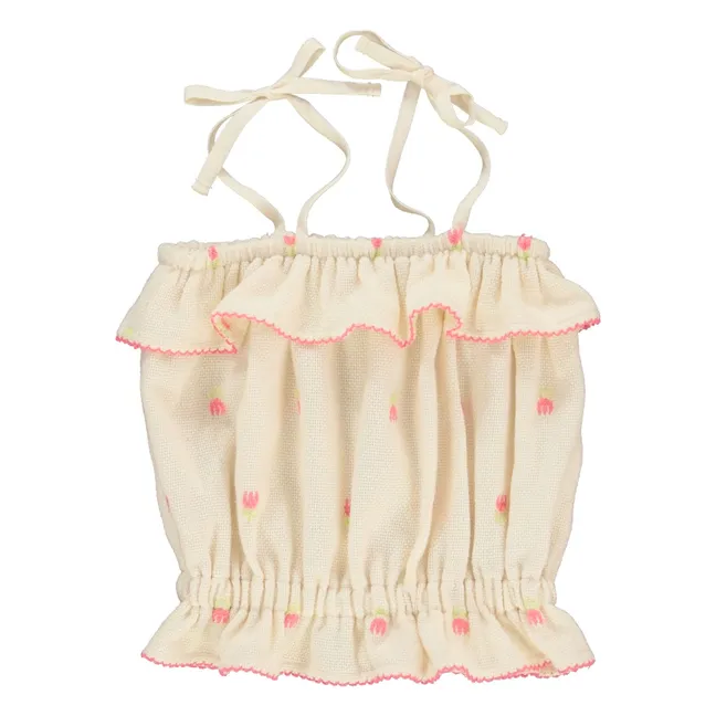 Top sin tirantes Tulipán de algodón orgánico | Beige
