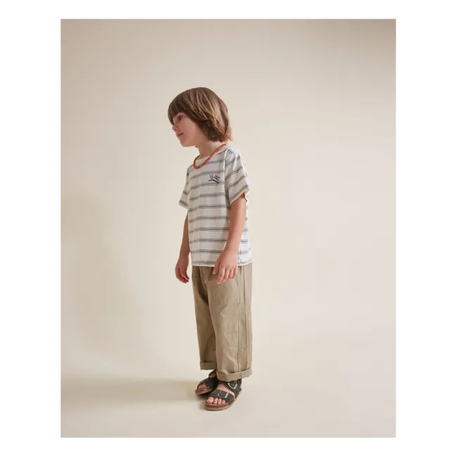 T-shirt Rayures Coton Bio | Vert céladon