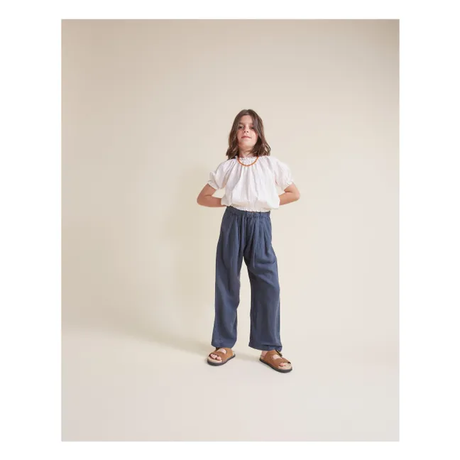 Pantaloni in lino fluido | Blu notte