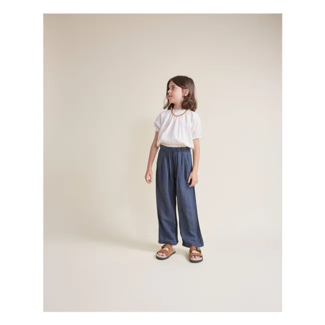 Pantaloni in lino fluido | Blu notte