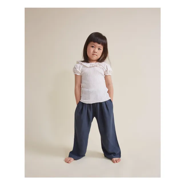 Pantaloni in lino fluido | Blu notte