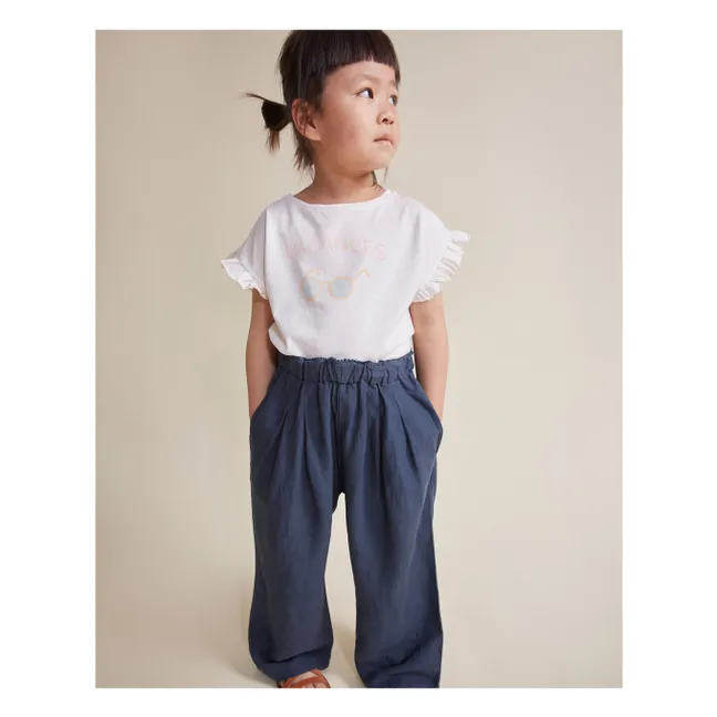 Pantaloni in lino fluido | Blu notte