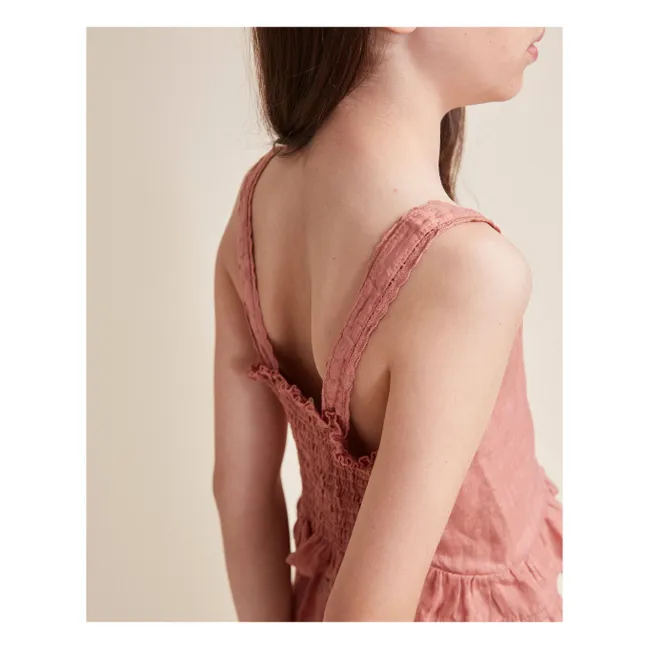 Top in lino tinta unita | Rosa antico