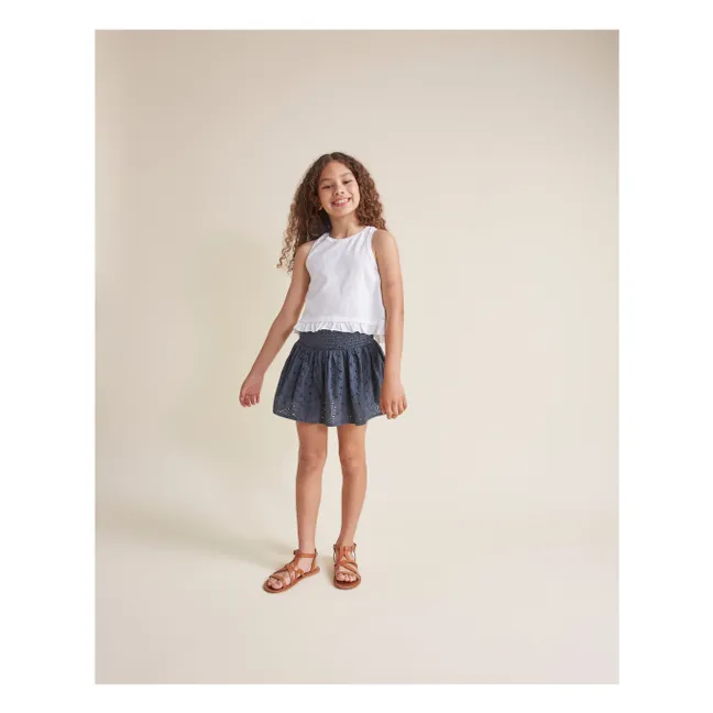 Jupe Broderie | Bleu nuit
