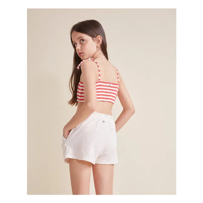 Maillot de Bain 2 pièces Côtelé Rayures Coton Bio | Rouge vermillon