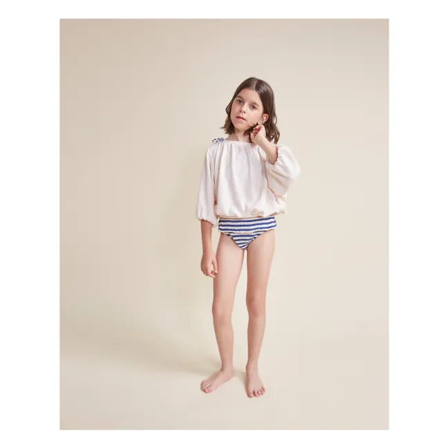 Culotte de Bain Côtelée Rayures Coton Bio | Bleu indigo