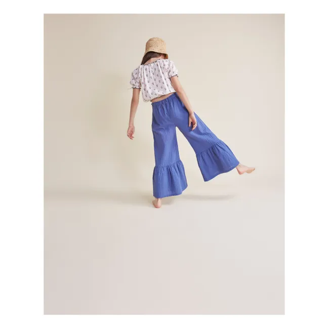 Pantalon Boho Coton Bio | Bleu indigo