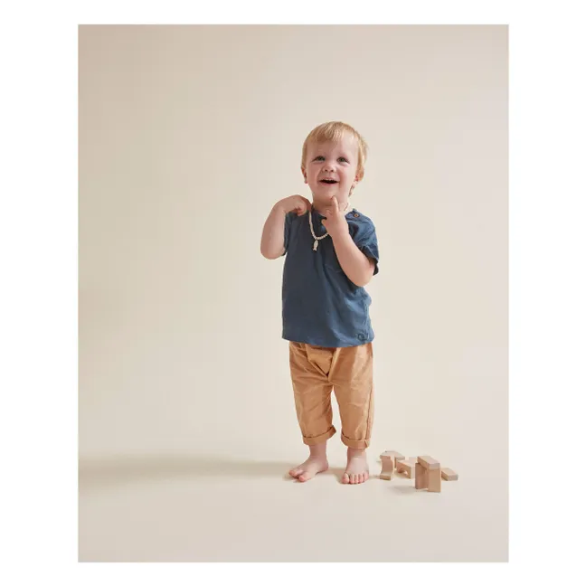 T-shirt a maniche corte in lino | Blu anatra