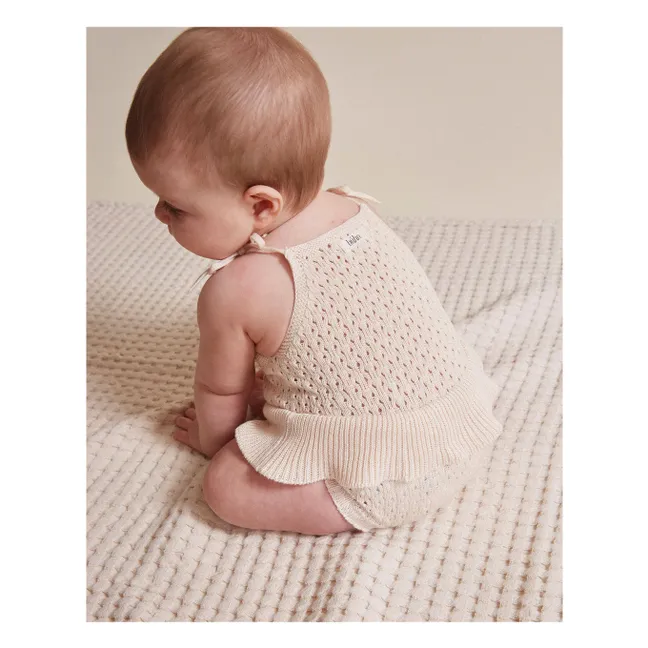 Barboteuse Girly Coton Bio | Ecru