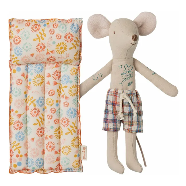 Daddy mouse on the beach and his mattress