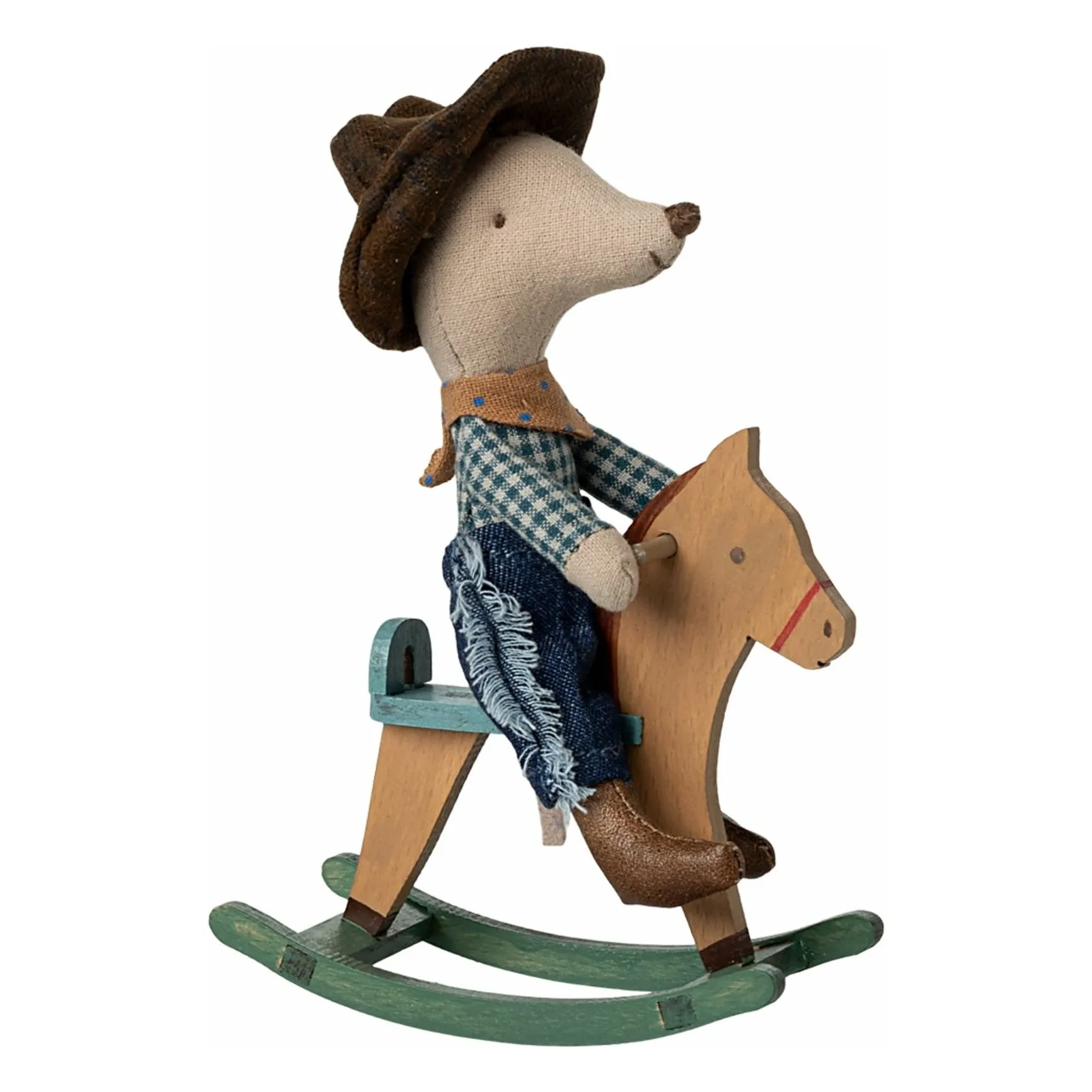 Maileg Multicoloured Little Brother Mouse Cowboy And His Horse