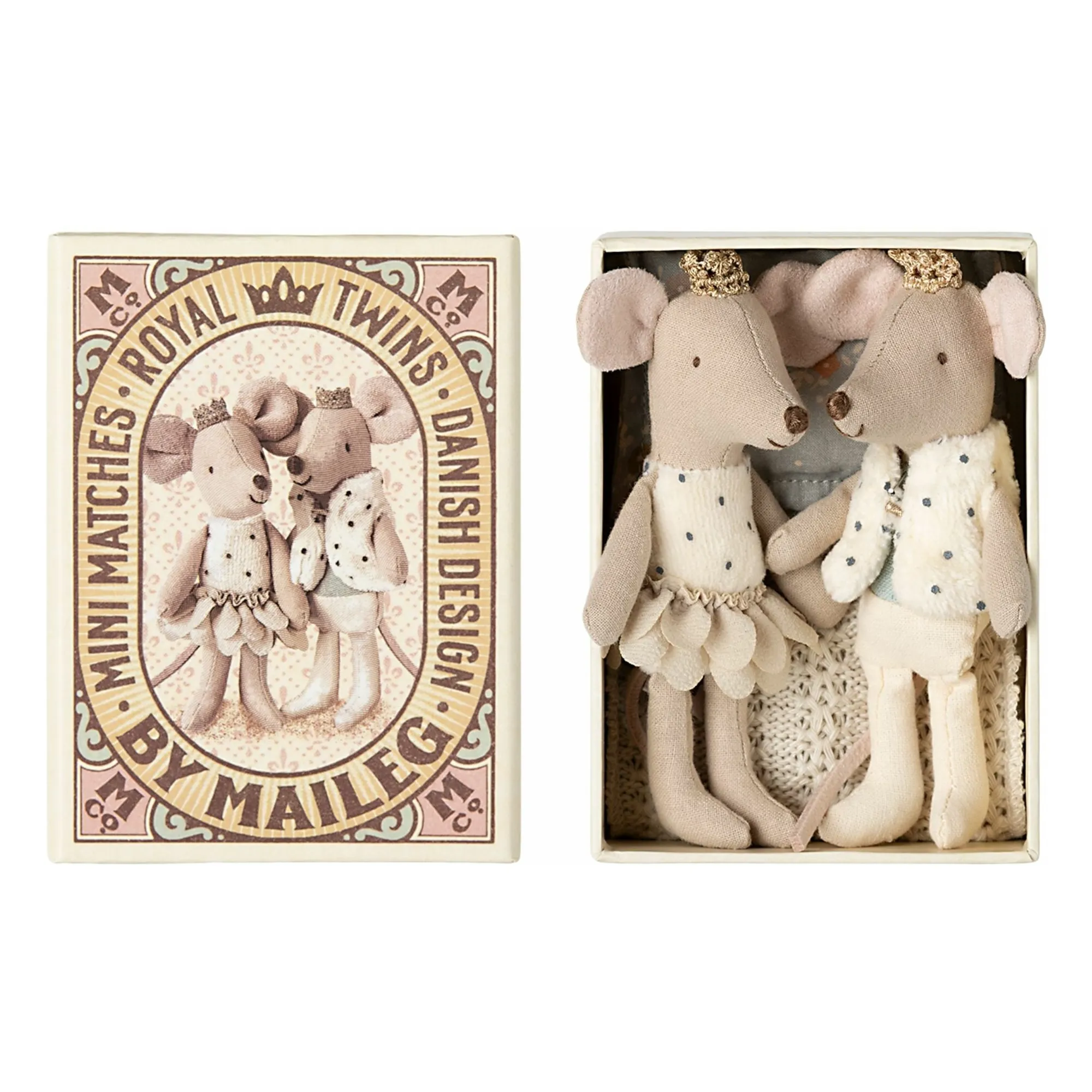 Maileg White Royal Twins Mice In Box