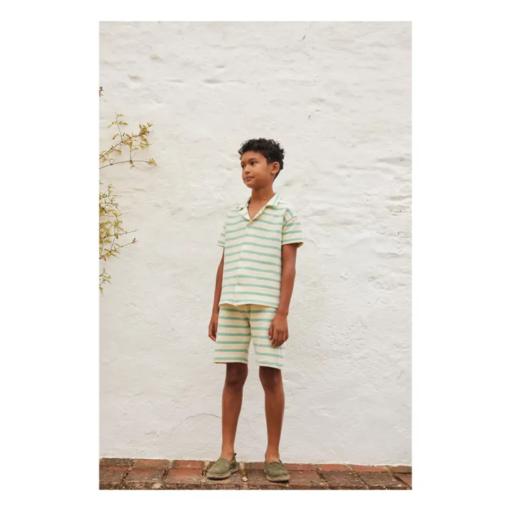 Striped Organic Cotton Crochet Shirt | Ecru- Product image n°1