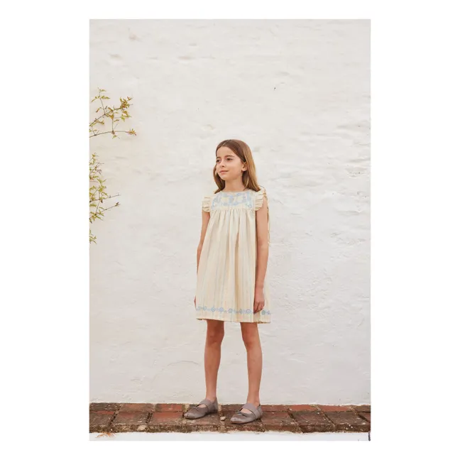 Gestreiftes Kleid | Beige