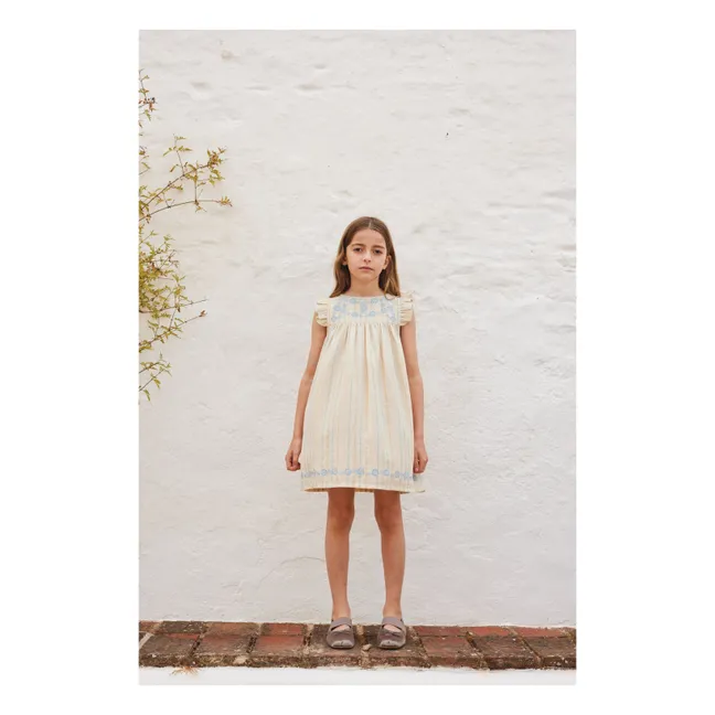 Gestreiftes Kleid | Beige