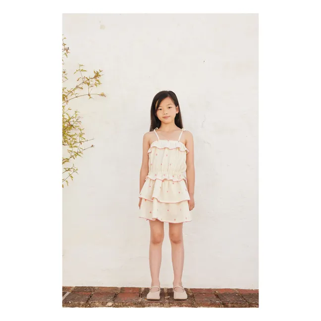 Top à Bretelles Tulipes Coton Bio | Beige