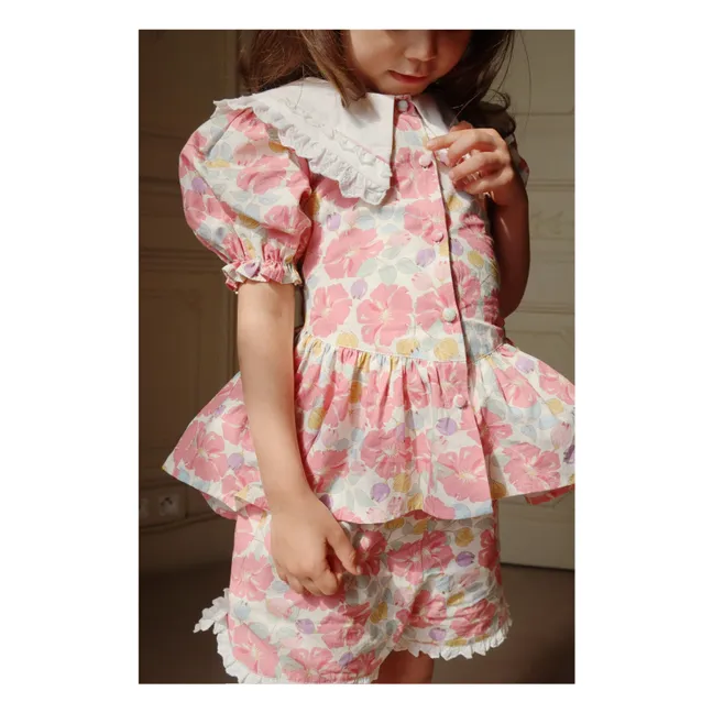 Blusa de algodón orgánico con cuello corazón | Rosa